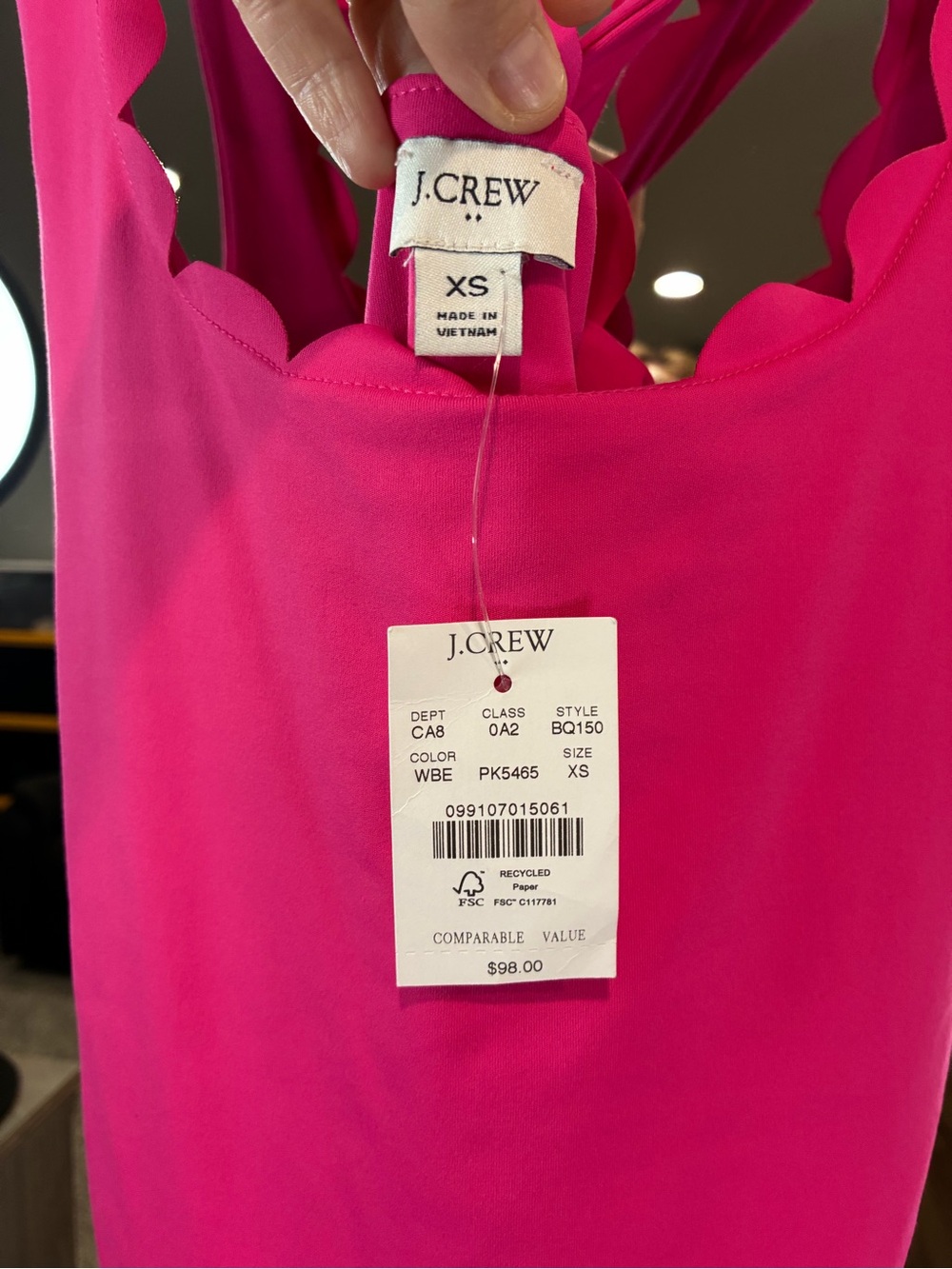 Women’s J. Crew Hot Pink Scalloped Sleeveless Dress - size XS - Picture 3 of 14